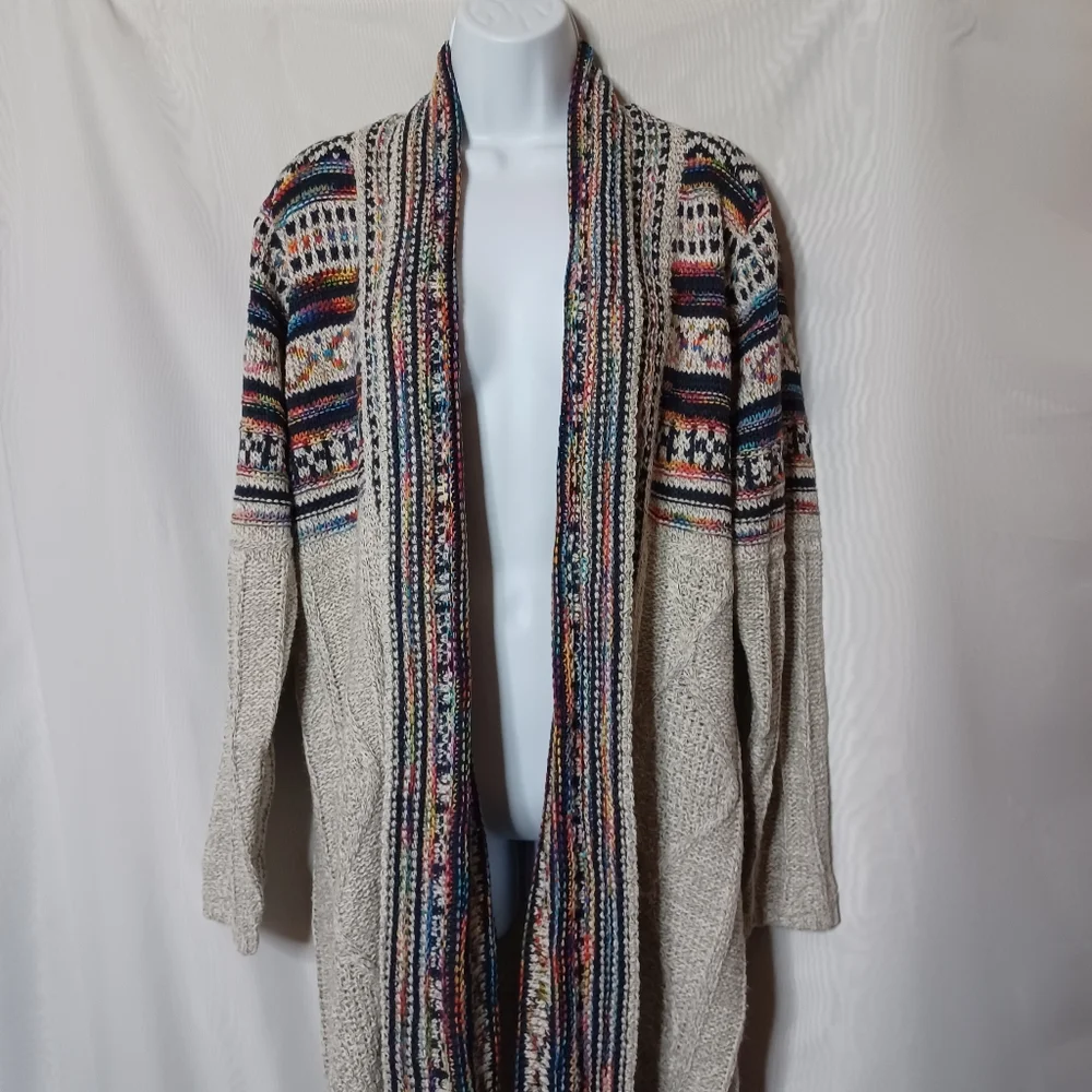 Haptics by Holly Harper Boho Multi-colored Knitted Cardigan. M - Picture 2 of 14